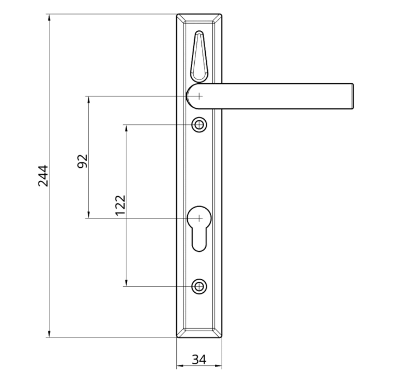 LOXTA Stealth Double Locking Lever Handle (Euro External) - 122mm 92PZ