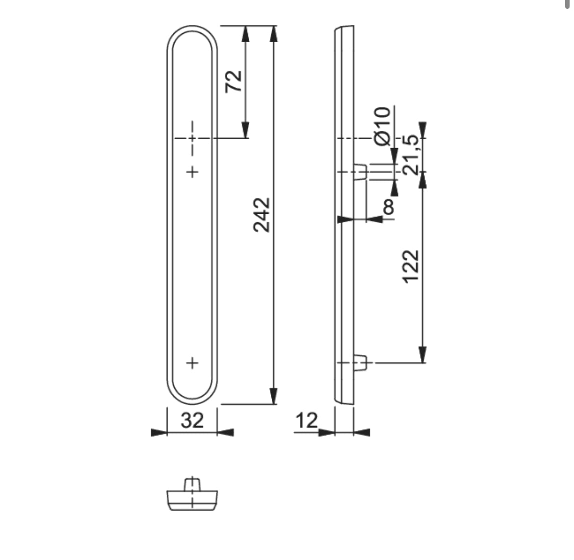 HOPPE Birmingham External Blank Plate 122mm Screw Centres