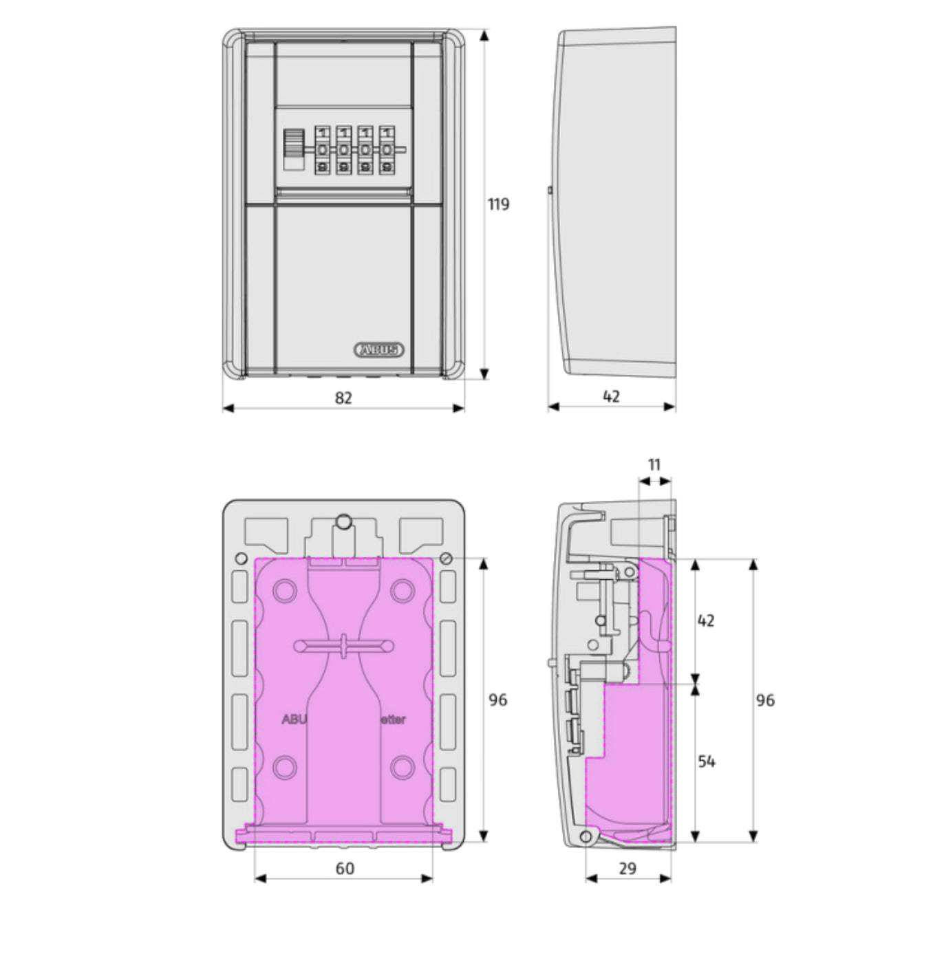 ABUS 787 LED Dial Wall Mounting Key Garage