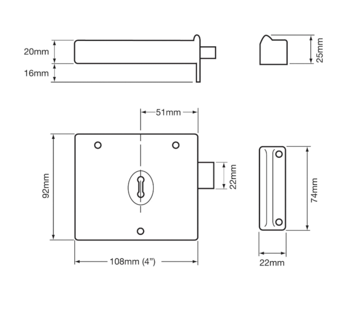 UNION 1116 1 Lever Rim Deadlock