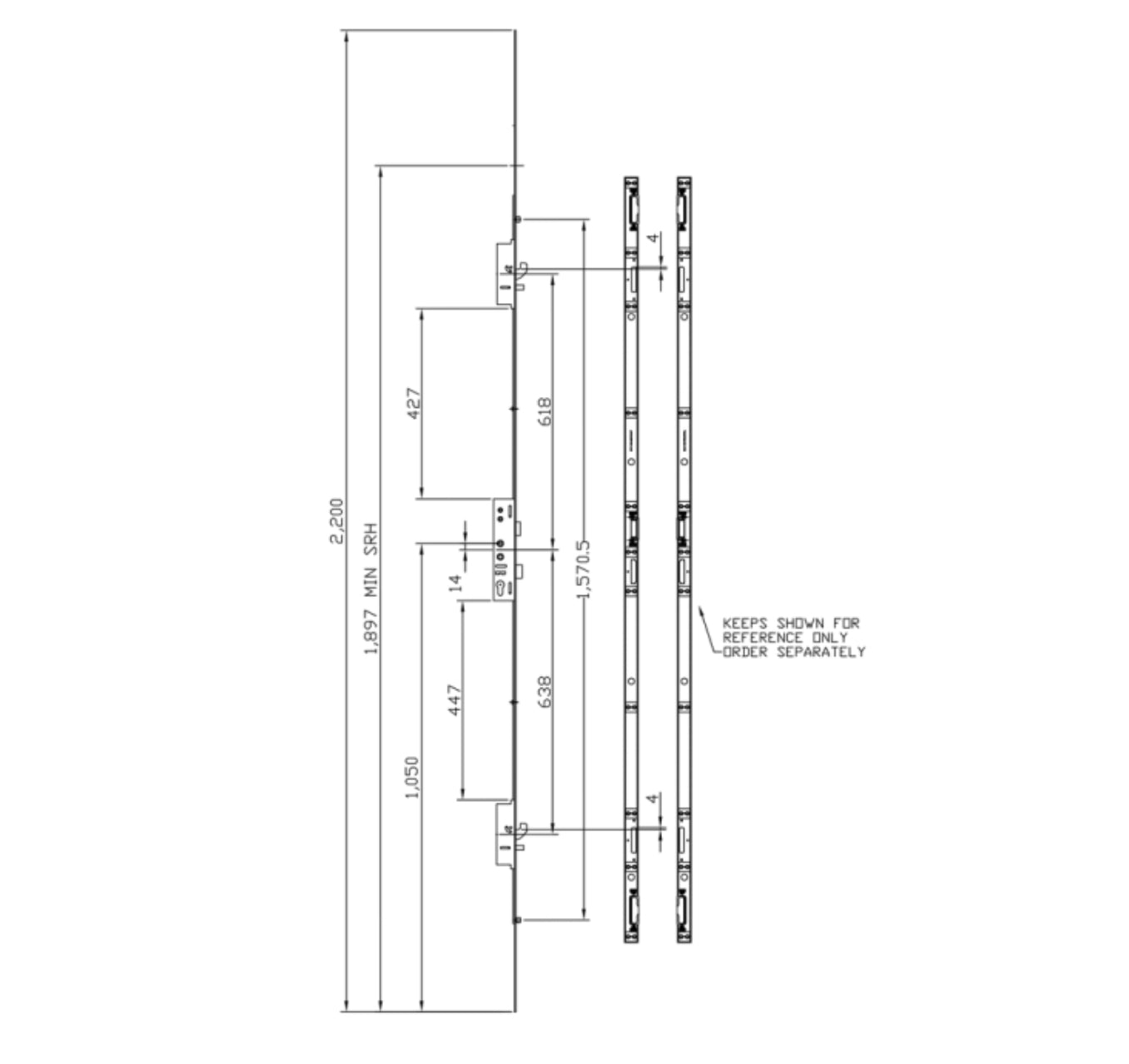 LOCKMASTER Lever Operated Latch & Deadbolt Synseal Single Spindle - 2 Hook 2 Anti-Lift 2 Roller