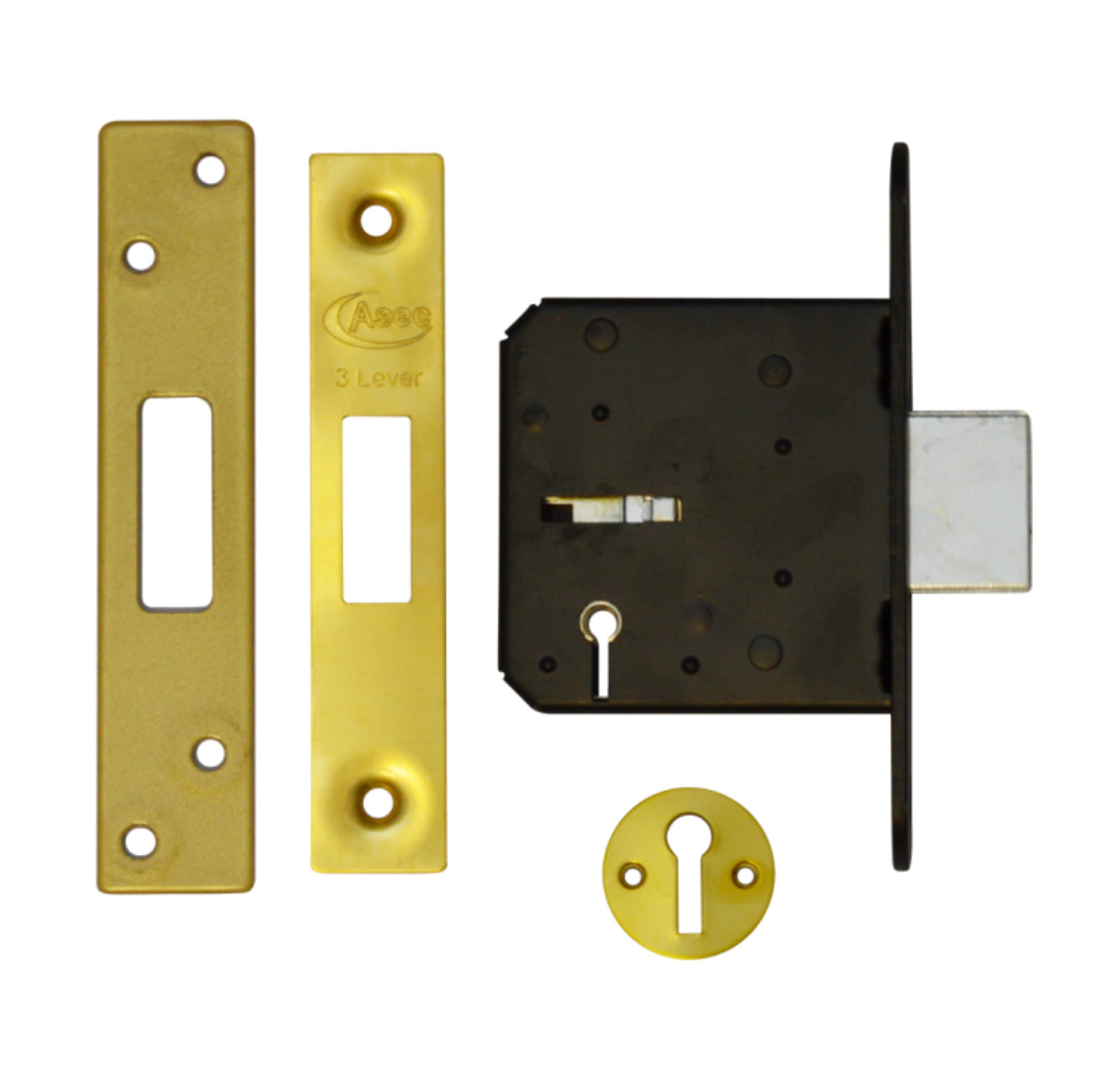 ASEC 3 Lever Deadlock 74mm gold