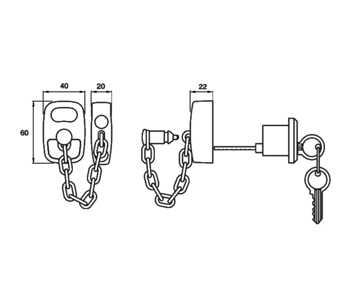 ASEC Door Chain with External Cylinder