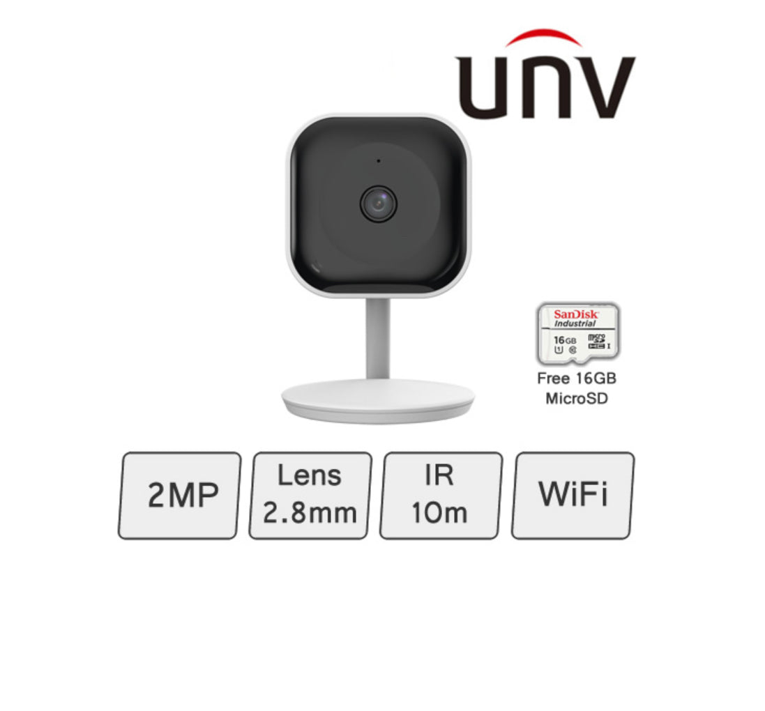 UNV CUBE CAMERA (2MP, TWO-WAY AUDIO, WIFI, SD CARD)