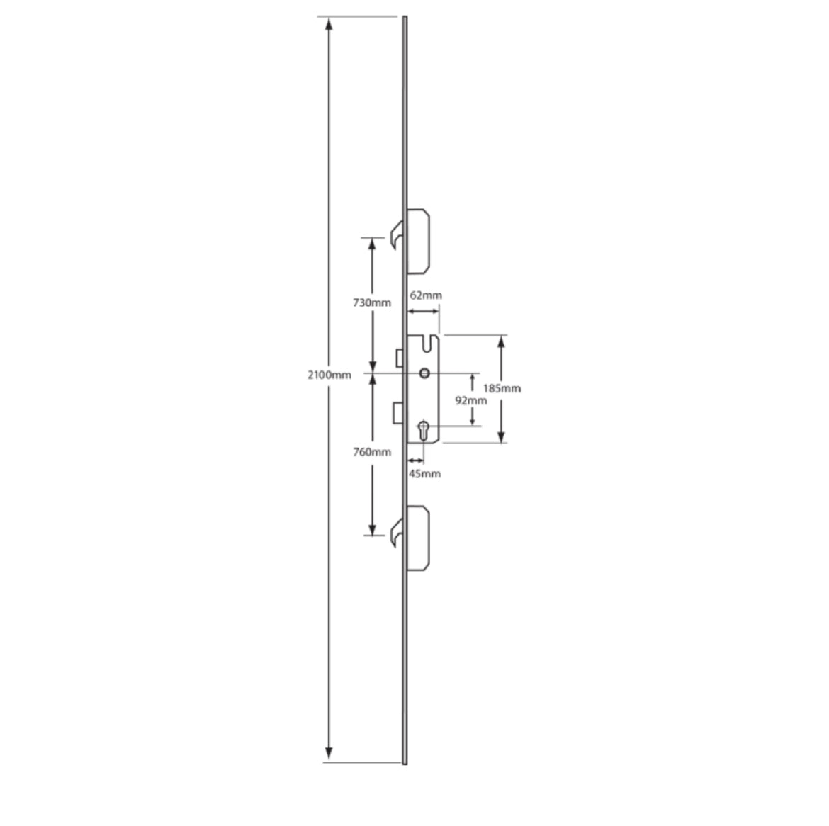 WINKHAUS Cobra Lever Operated Latch & Deadbolt Split Spindle 20mm Radius - 2 Hook