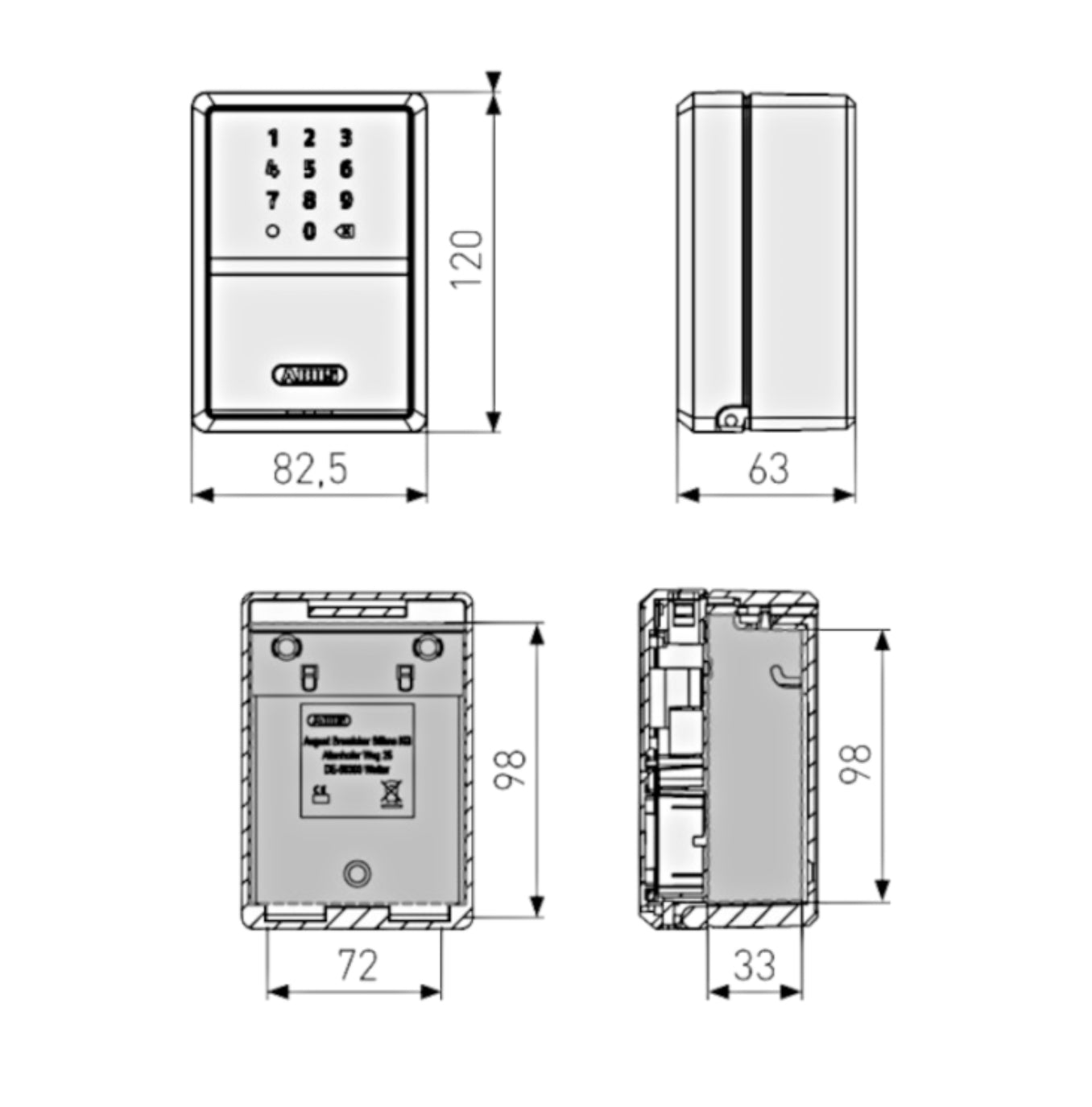 ABUS 787 Smart Bluetooth Key Garage Dimensions