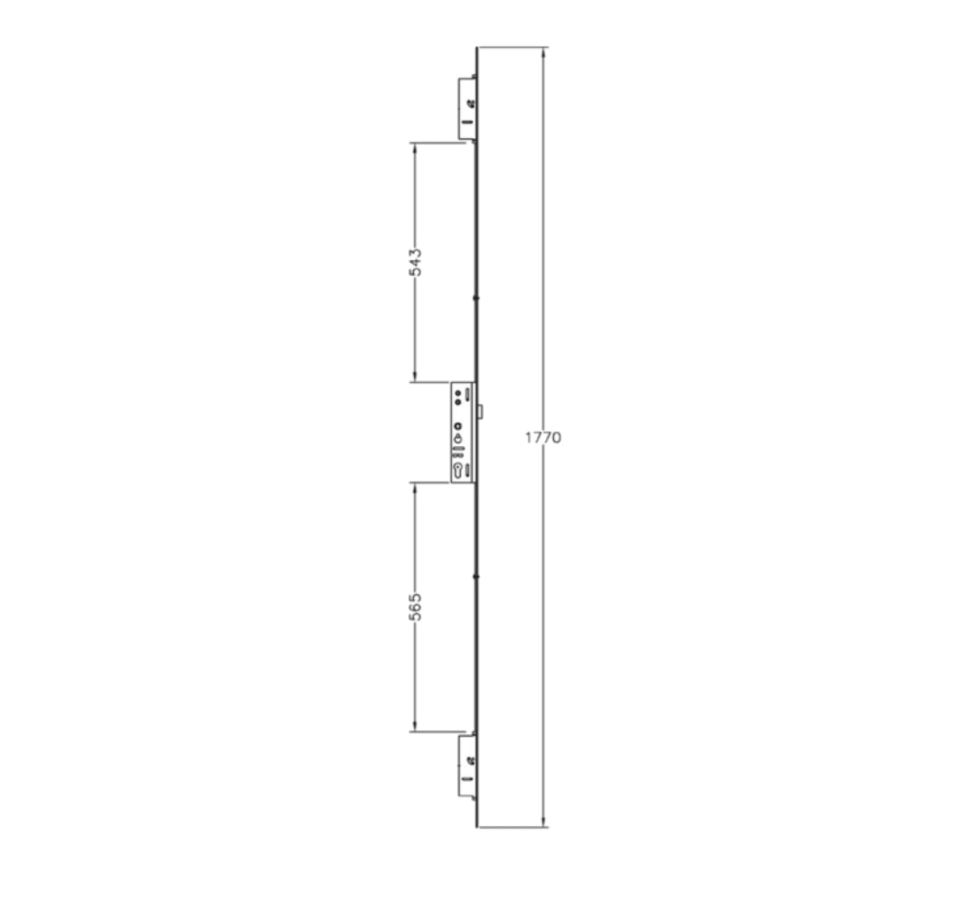 LOCKMASTER Lever Operated Latch & Deadbolt Single Spindle Radius Faceplate - 2 Hook