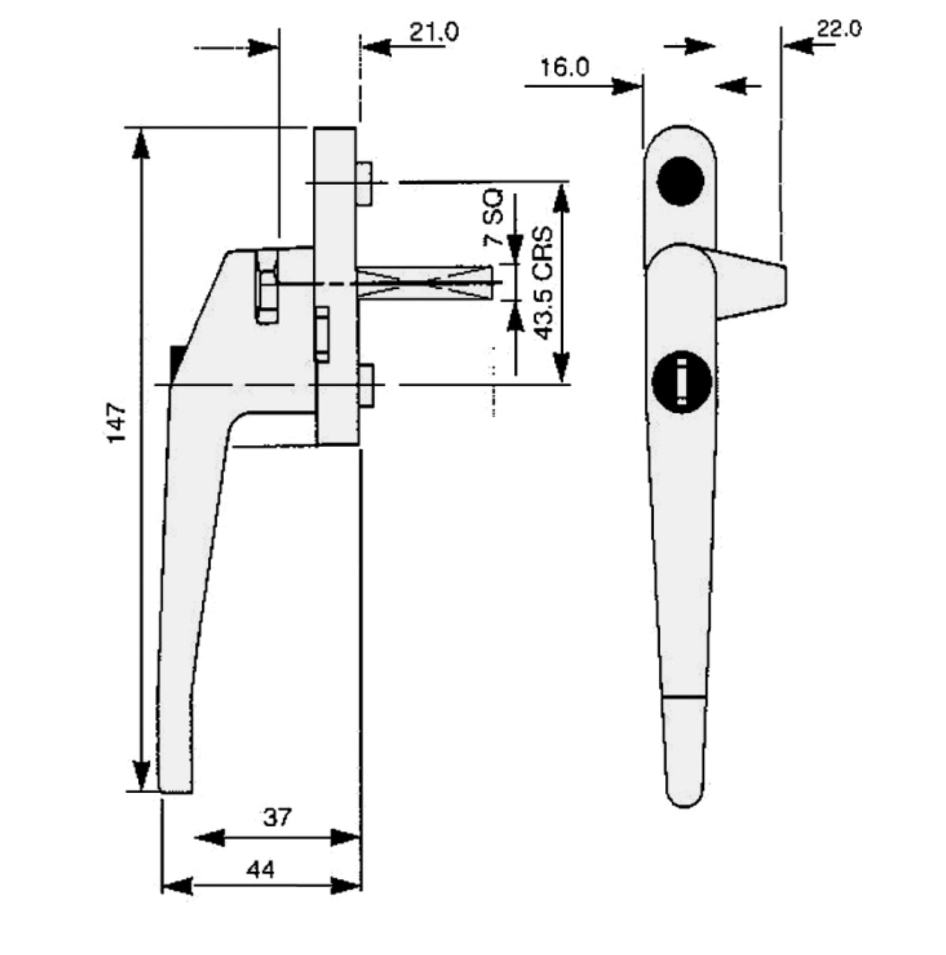 ASEC Cockspur Espag Handle With Spindle