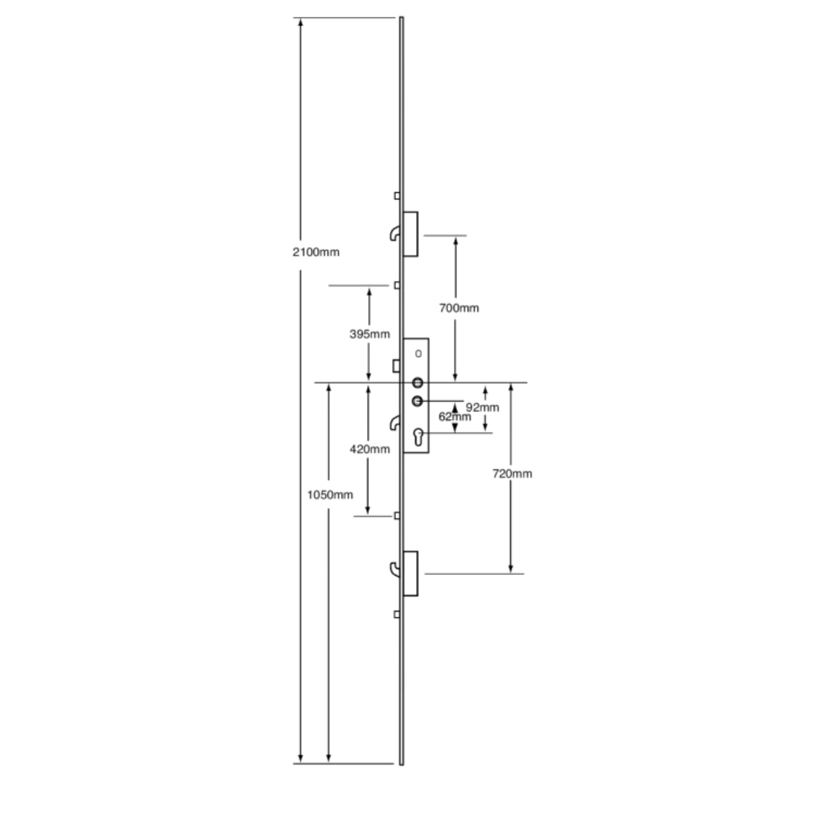 SAFEWARE Lever Operated Latch & Hookbolt Twin Spindle - 2 Hook 4 Roller