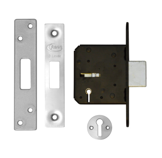 ASEC 3 Lever Deadlock 64mm stainless