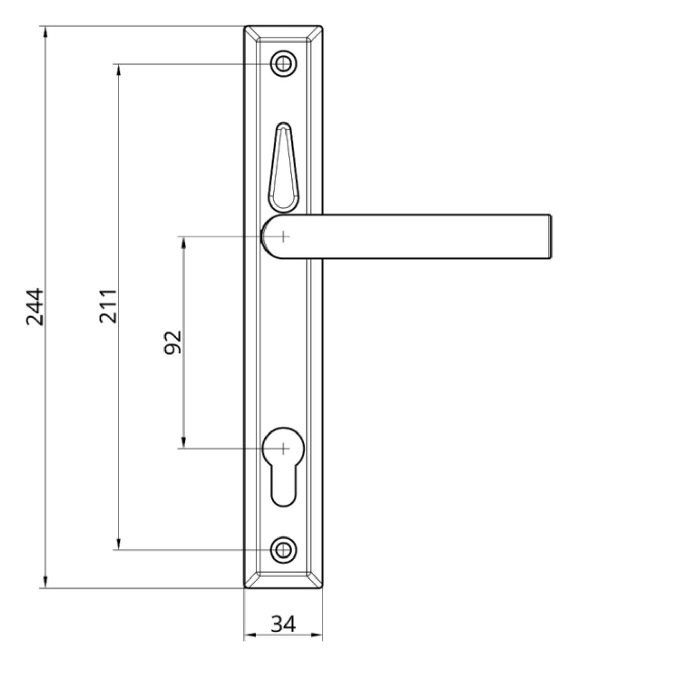 LOXTA Stealth Double Locking Lever Handle (Blank External) - 211mm 92PZ