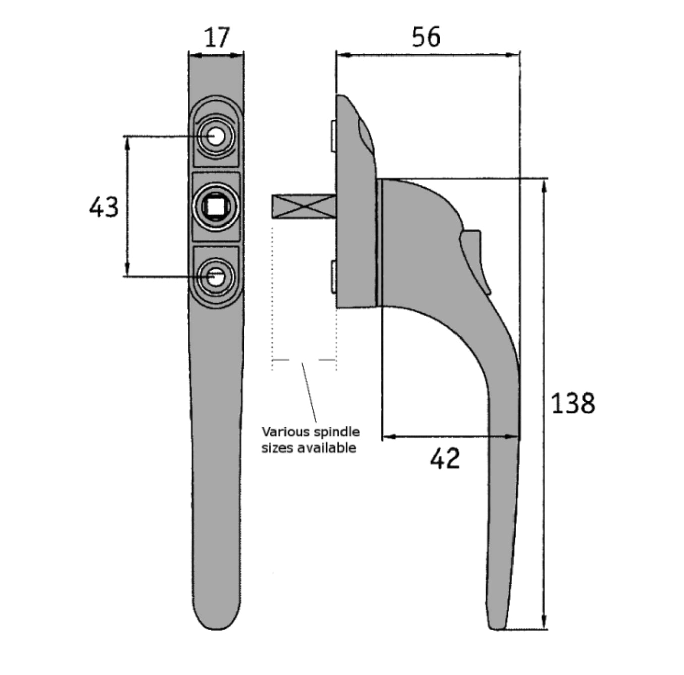 ASEC Espag Inline Handle With Spindle