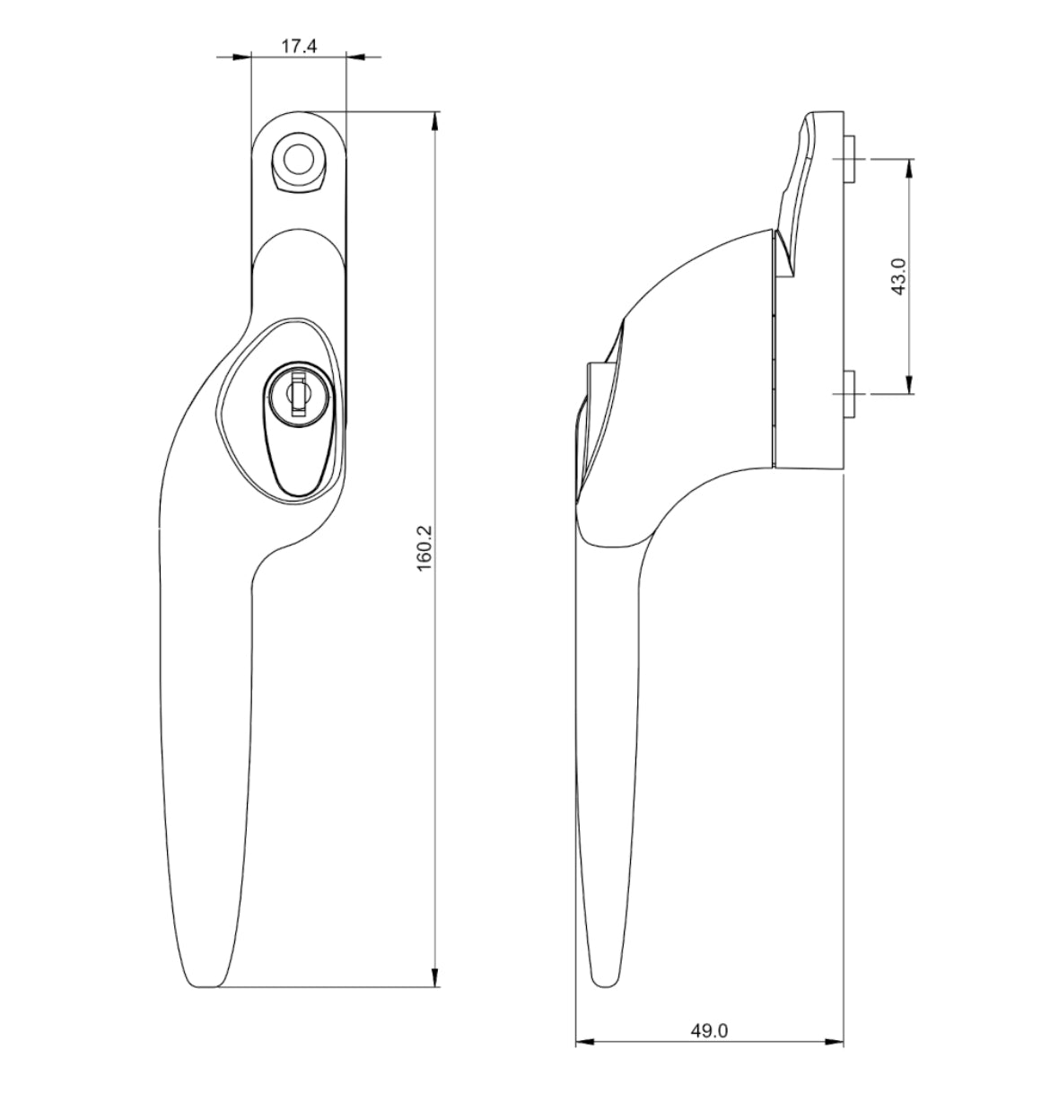 YALE Quartus Offset Espag Window Handle