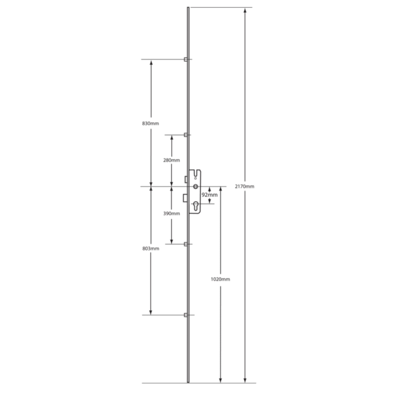 KFV Lever Operated Latch & Deadbolt - 4 Roller