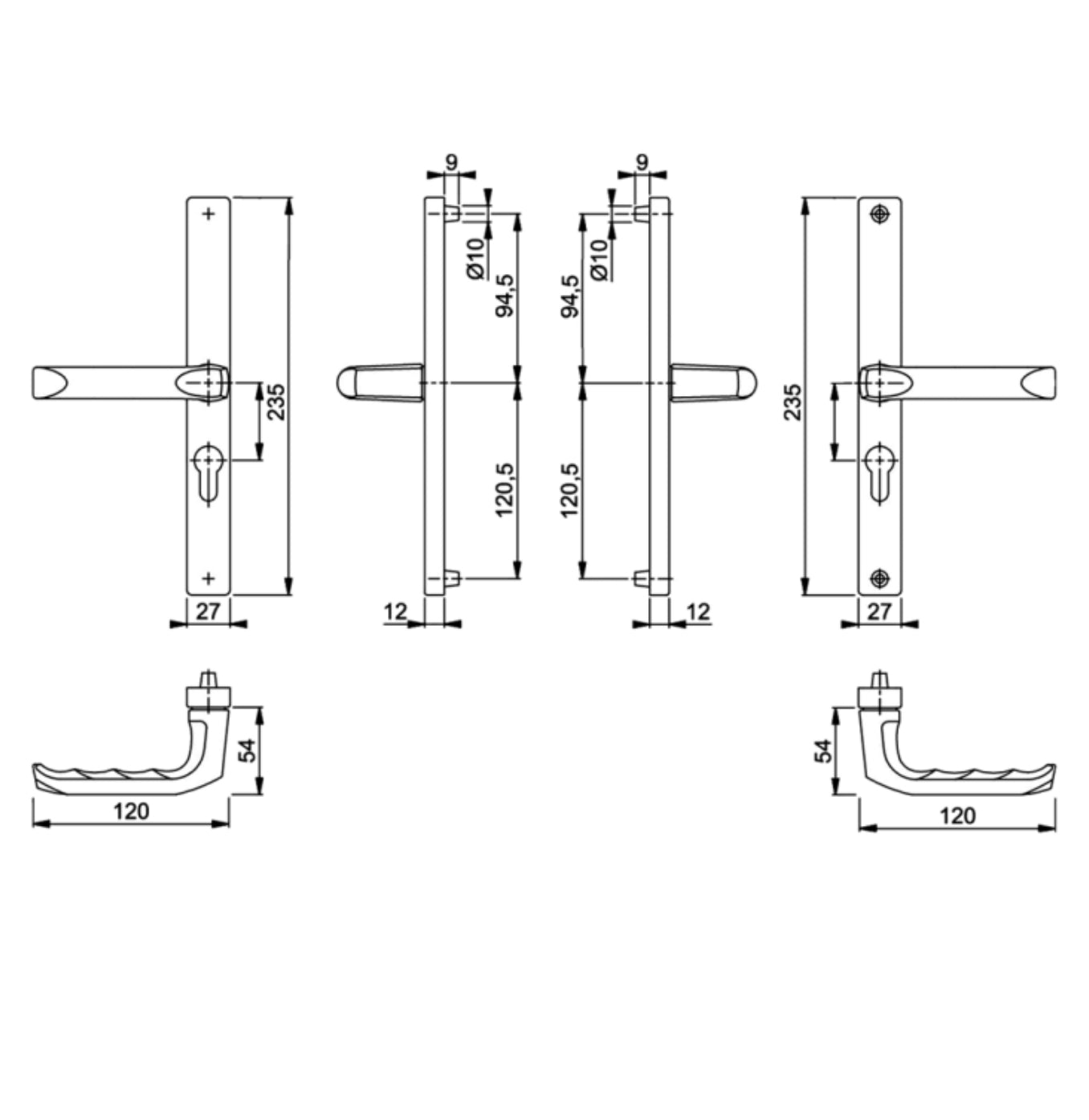 HOPPE London UPVC Lever Door Furniture To Suit ABT & UNION Dimensions