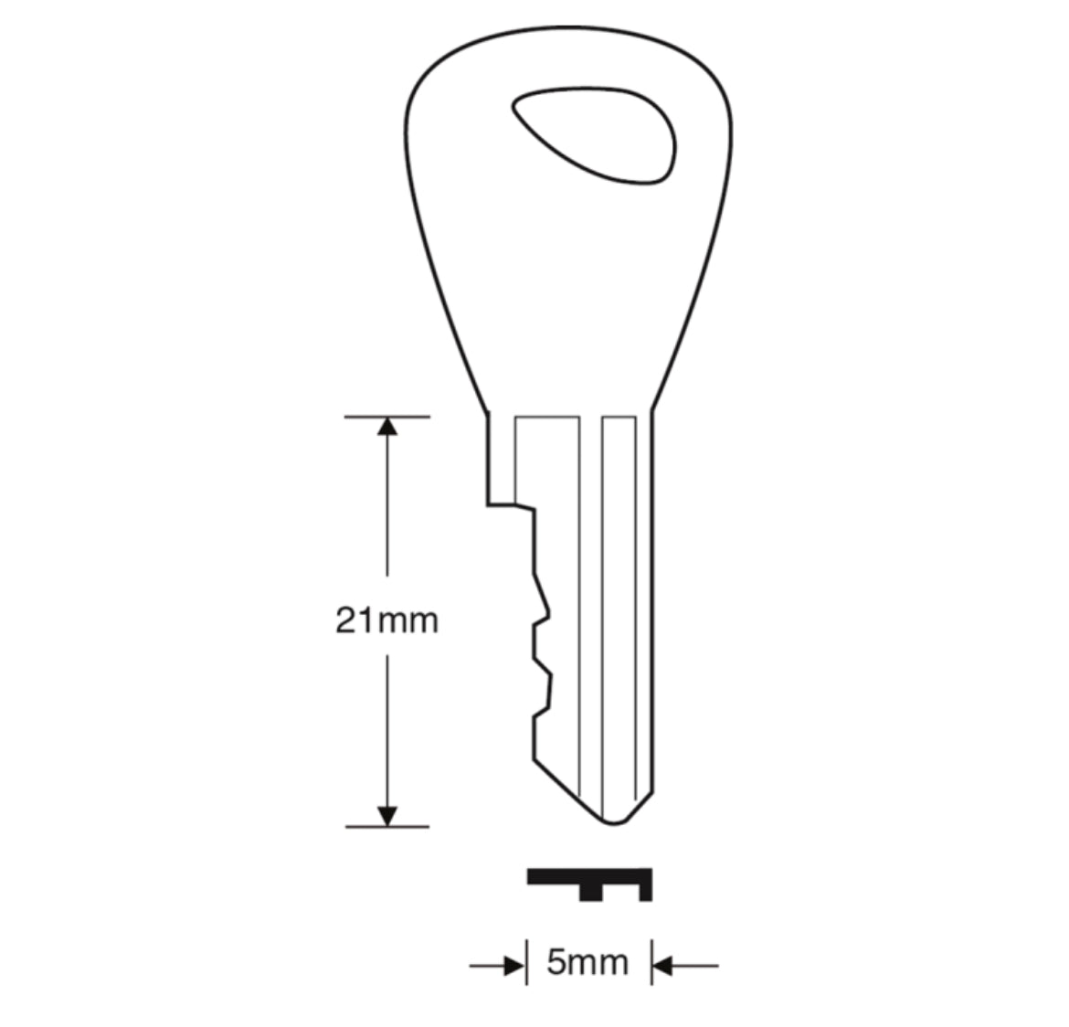 ASEC TS7535 Basta (Triangular Hole In Bow) Window Key