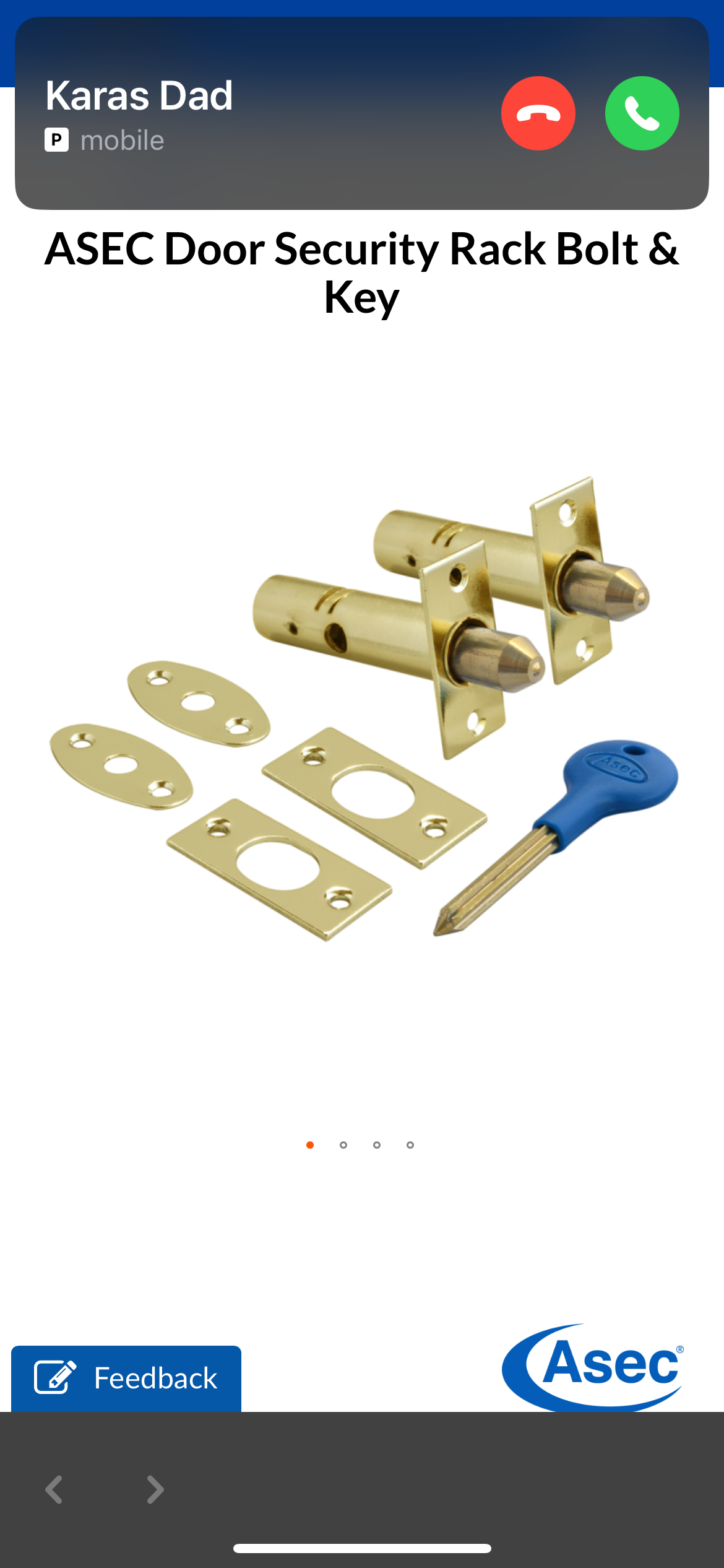 ASEC Door Security Rack Bolt & Key