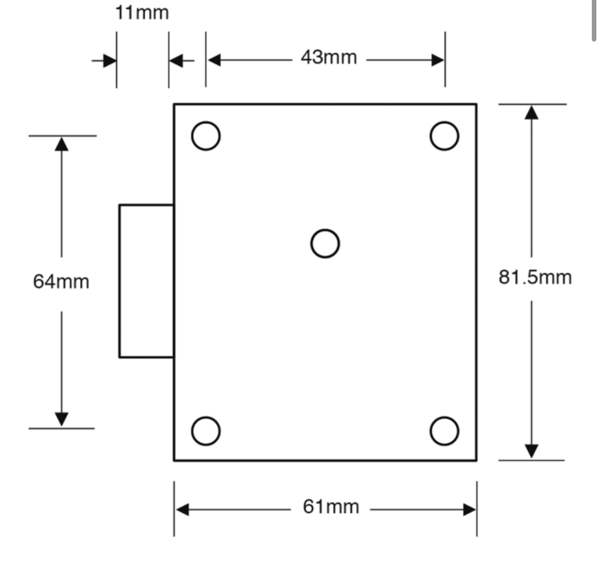 ASEC 7 Lever Safe Lock Dimensions 