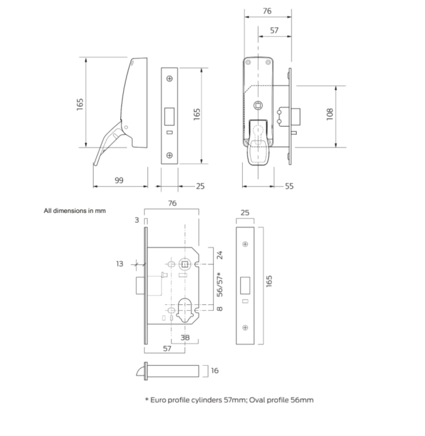 BRITON 389.N Push Pad Emergency Exit Mortice Nightlatch