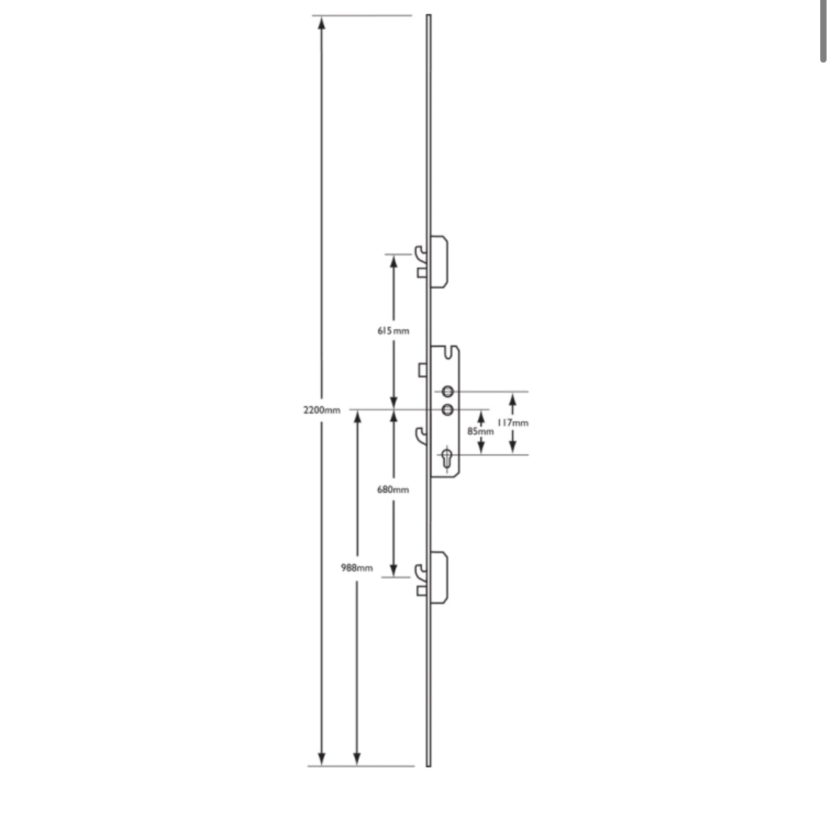 MILLENCO Lever Operated Latch & Hookbolt Twin Spindle - 2 Hook 2 Dead Bolt