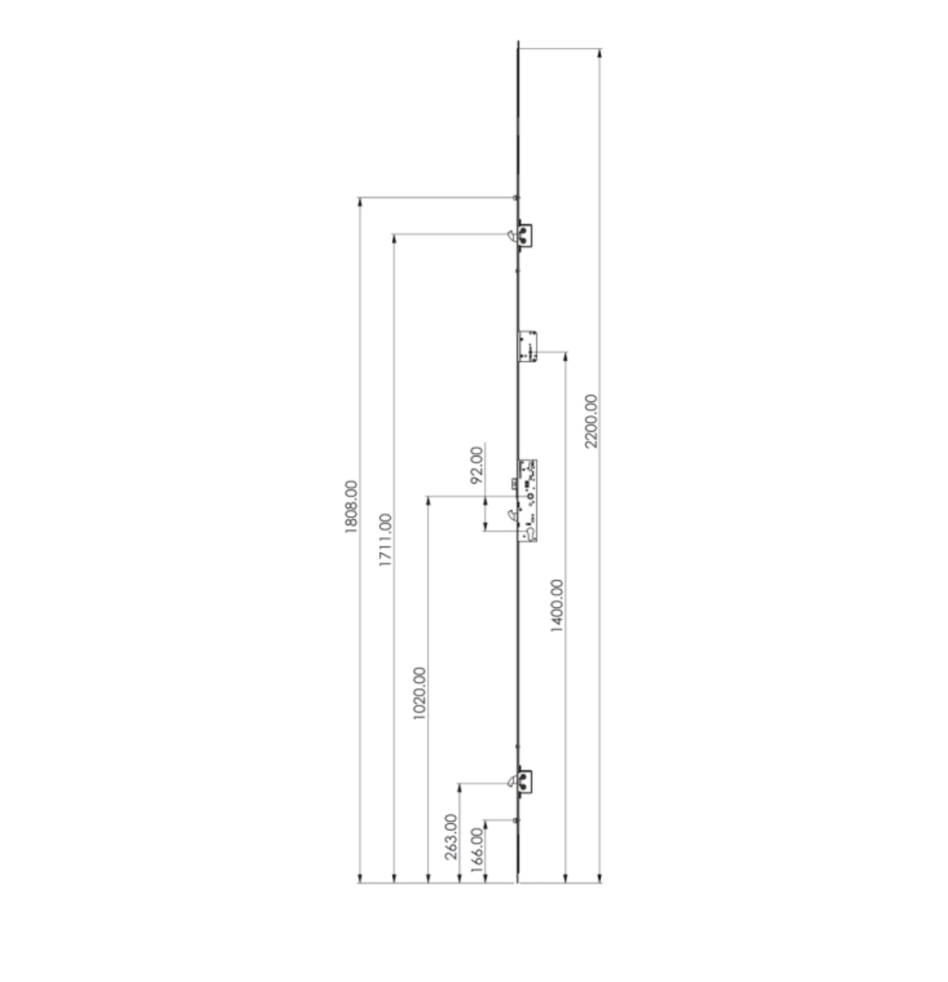 YALE YS170 Lever Operated Latch & Hookbolt Split Spindle - 2 Hook 2 Roller