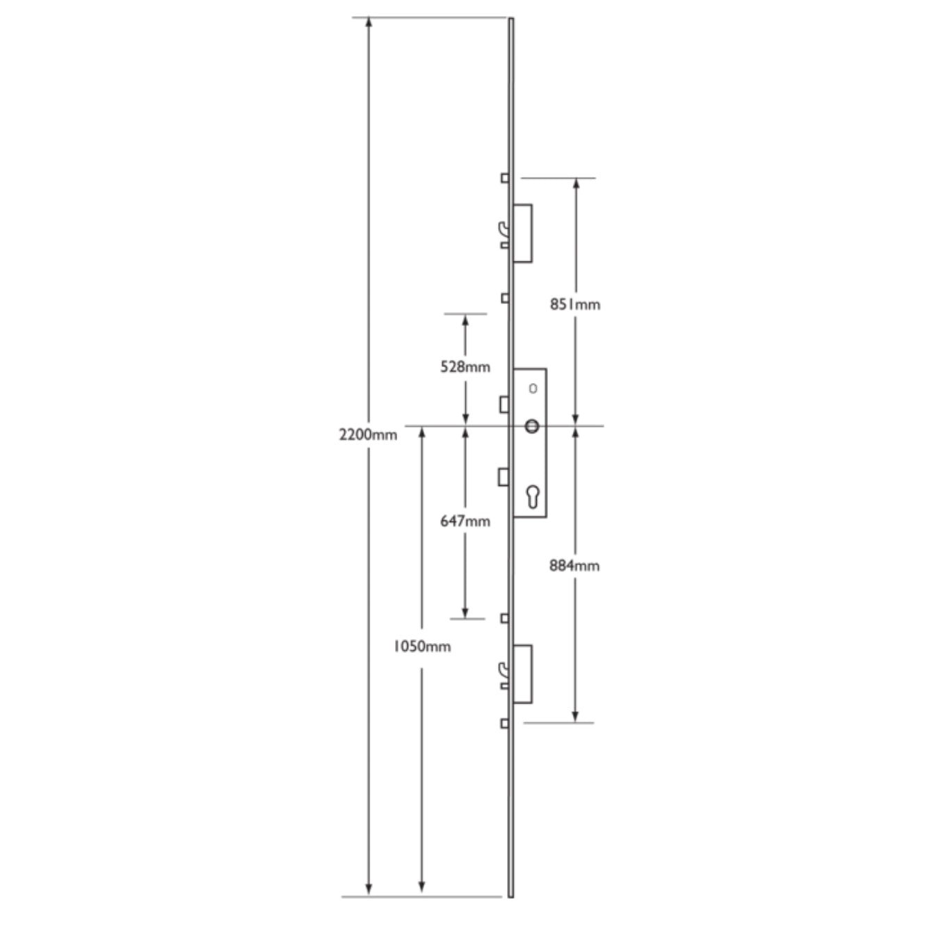 LOCKMASTER Lever Operated Latch & Deadbolt - 2 Hook 2 Anti-Lift 4 Roller