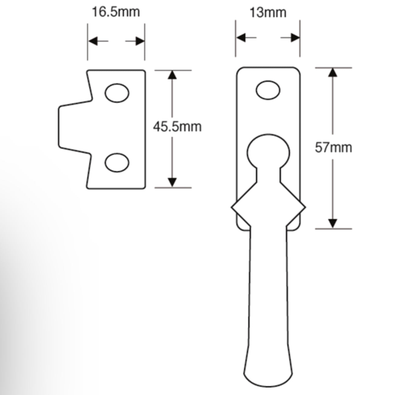 ASEC Casement Fastener Dimensions