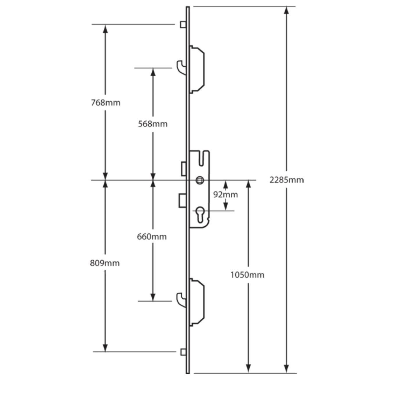 GU Lever Operated Latch & Deadbolt Split Spindle - 2 Hook